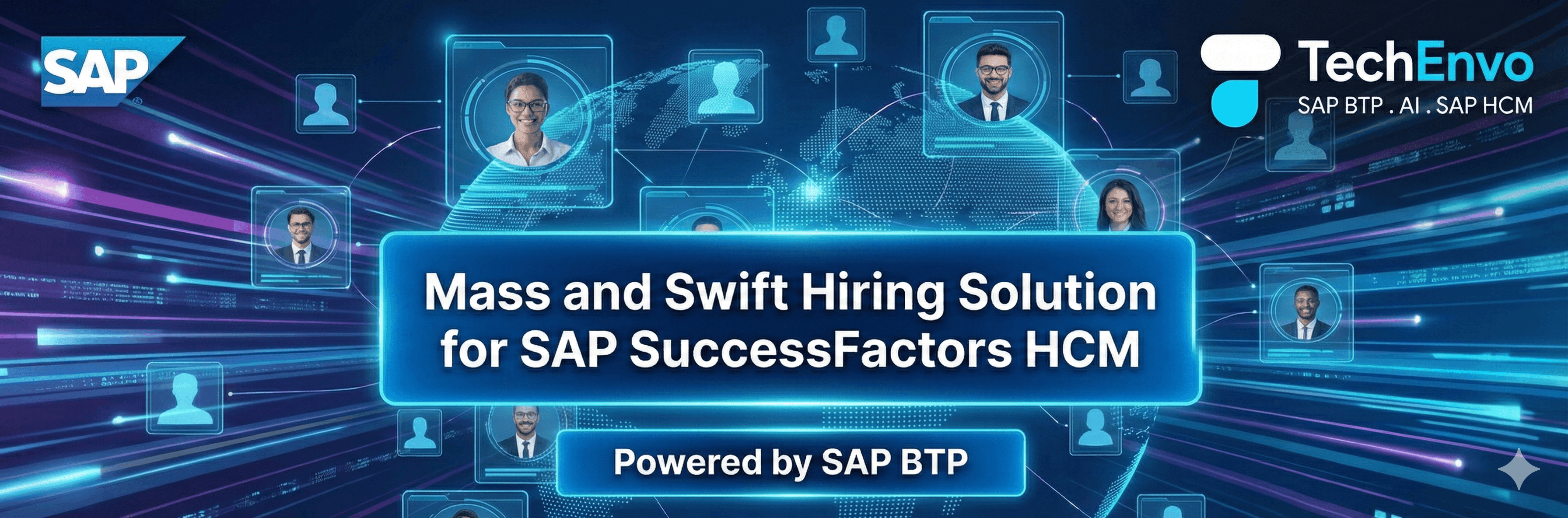 The Mass and Swift Hiring Solution for SAP SuccessFactors HCM is built on SAP Business Technology Platform (BTP) . The solution enables HR teams to rapidly Hire Employees, Initiate Onboarding for Pre-Hires, and hire contingent employees through a modern, intuitive user interface.